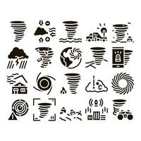 Tornado And Hurricane Glyph Set Vector