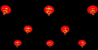 Chinese lantern in new year festival, red lanterns are hung as pattern,black background,Chinese new year concept. photo