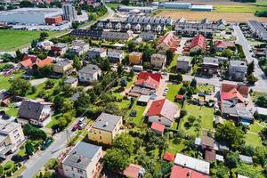 Aerial View of modern residential district in Europe city photo