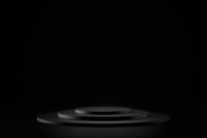 3d rendering of white circle podiums on dark background. photo