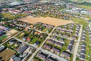 Aerial View of modern residential district in Europe city photo