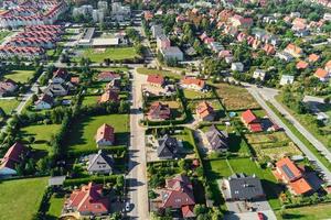 Aerial View of modern residential district in Europe city photo