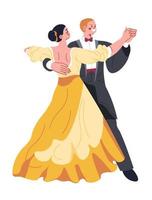 Dancing waltz, classic dance professional couple vector