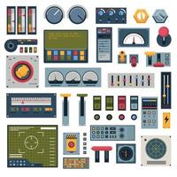 industrias de paneles de control, radar y botones vector