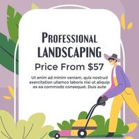 Professional landscaping, price from 57 dollars vector