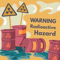 Warning radioactive hazard, waste contamination vector