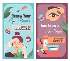 renueva tus cejas, expertos en estilo banners vector