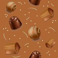 Chocolate candies and dessert sweets patterns vector