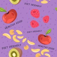 Healthy food and diet friendly products pattern vector
