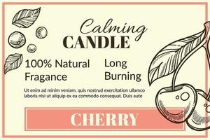 Calming candle, cherry scent natural fragrance vector