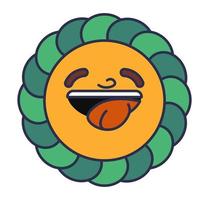 Hippie sticker, smiling character showing tongue vector