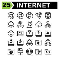 cloud interface icon set include lock, internet, network, web, security, padlock, connection, sync, phone, call, database, online, storage, server, computing, cloud, data, modem, router, satellite vector