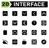 User interface icon set include chevron, up, arrows, user interface, right, down, left, clock, date, time, chrome, google, browser, clipboard, checklist, tasks, cloud, weather, lightning, thunder vector