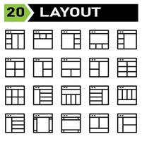 Layout icon set include layout, grid, dashboard, interface, user interface, align, template, design, flayer, graphic, cover, poster, vector, banner, creative, concept, brochure, abstract, modern, bus vector