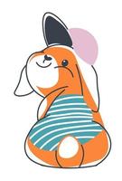 Rabbit wearing sailor uniform and summer hats vector