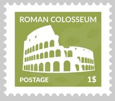 Postcard or postmark with colosseum in Italy Rome vector