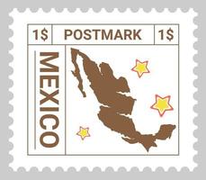 Postmark with Mexico silhouette, country postcard vector