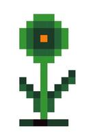 Pixelated flower in blossom, 8 bit game design vector