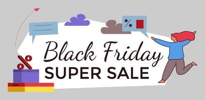 Black friday super sale, discounts and clearance vector