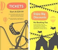 Amusement park tickets, enjoy big discounts set vector