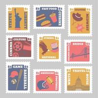 sello postal con elemento de país nacional de estados unidos vector