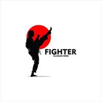 Karate word with fighter silhouettes vector