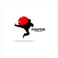 Karate word with fighter silhouettes vector