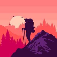 Mountain logo, camping and hiking emblem design, adventure life vector