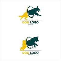 Vector logo on which an abstract image of a cute dog.