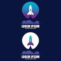 Vector rocket in circle icon concept logo design template illustration