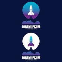 Vector rocket in circle icon concept logo design template illustration