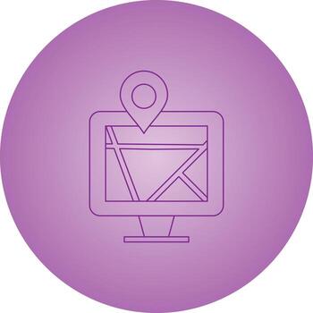 mapas en el icono de la línea de la computadora vector