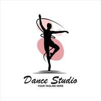 beautiful woman dancing logo design concept template vector