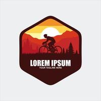 plantilla de vector de diseño de logotipo de bicicleta de montaña