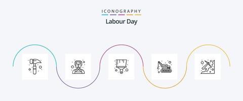 Labour Day Line 5 Icon Pack Including . pick. tool. mining. cave vector