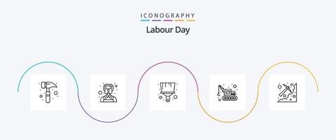 Labour Day Line 5 Icon Pack Including . pick. tool. mining. cave vector