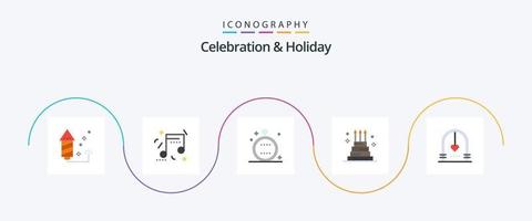 Celebration and Holiday Flat 5 Icon Pack Including holiday. event. celebration. celebration. wedding vector