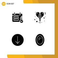 Stock Vector Icon Pack of 4 Line Signs and Symbols for gdpr furniture balloon arrow mirror Editable Vector Design Elements