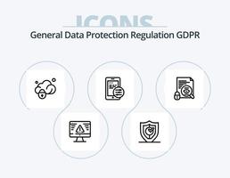 Gdpr Line Icon Pack 5 Icon Design. surveillance. folder. protection. gdpr. privacy vector