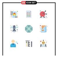 9 Flat Color concept for Websites Mobile and Apps jewel transmission goal space radio Editable Vector Design Elements