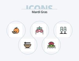 mardi gras línea llena de icono paquete 5 diseño de icono. bebida. Mardi Gras. mejor. Fruta. naranja vector