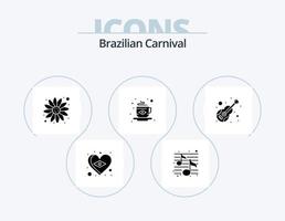 Brazilian Carnival Glyph Icon Pack 5 Icon Design. music. guitar. carnival. flag. coffee vector