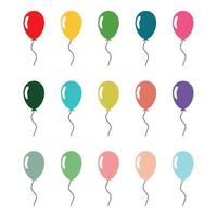 manojo de globos para cumpleaños y fiestas. globos de colores sobre un fondo blanco. icono plano vector