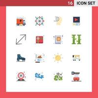 Flat Color Pack of 16 Universal Symbols of corner report autism playback page Editable Pack of Creative Vector Design Elements