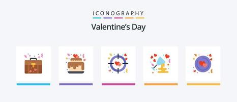 paquete de iconos flat 5 del día de san valentín que incluye anillo. círculo. amar. vino. vidrio. diseño de iconos creativos vector