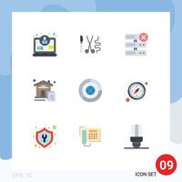 Set of 9 Modern UI Icons Symbols Signs for finance business database real estate house Editable Vector Design Elements