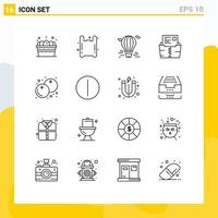 Mobile Interface Outline Set of 16 Pictograms of folder document balloon data travel Editable Vector Design Elements