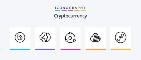 paquete de iconos de línea de criptomonedas 5 que incluye iones. moneda. moneda roja cripto. subir. diseño de iconos creativos vector