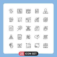 paquete de iconos de vector de stock de 25 signos y símbolos de línea para elementos de diseño de vector editables de marcador de educación de calificación favorita de notebook