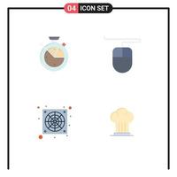 Mobile Interface Flat Icon Set of 4 Pictograms of measure cap data scince computer cooker Editable Vector Design Elements